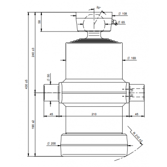 Teleskopski cilinder 4 stopnje 20 ton 970 mm s kroglo 4071S